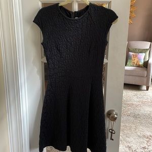 Loft black knit cheetah print dress
